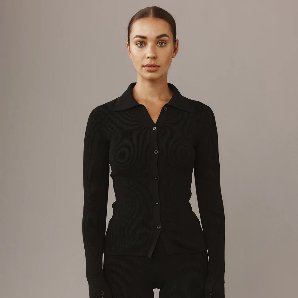 Monday Body Thick Rib Knit (Black) Istanbul Top Size Small